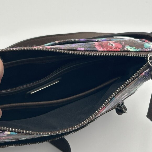 ROSETTI Crossbody Purse Brown Floral Vinyl Adjustable Strap Pockets 9.5"x7.5" - Picture 6 of 12
